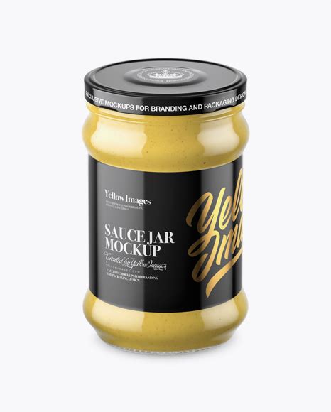 Clear Glass Jar With Wholegrain Mustard Mockup