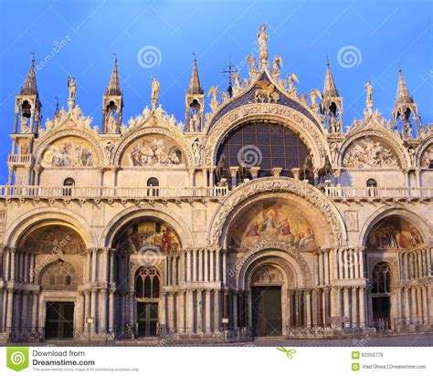 The Facade Of The Basilica Di San Marco At Dusk Venice