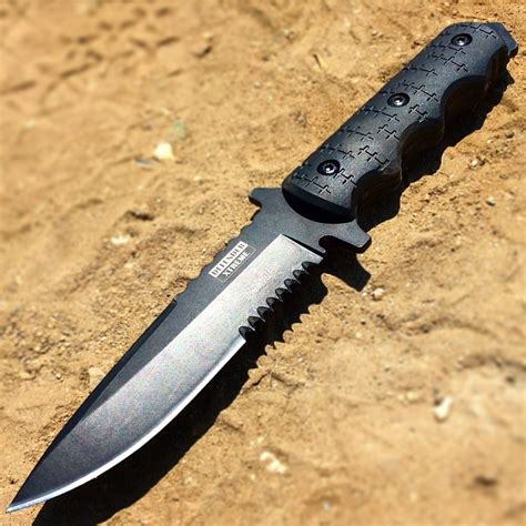 9 Defender Xtreme Tactical Team All Black Hunting Knife With Sheath