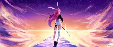 Download Wallpaper 2560x1080 Valkyrja Anime Girl Warrior Hot Honkai