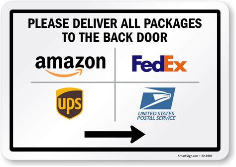 Please Deliver All Packages To The Back Door Arrow Sign Sku S2 4996