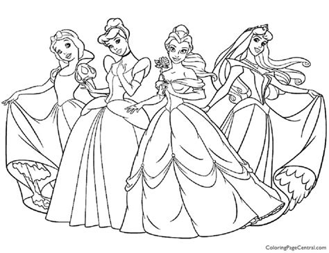 Disney Princesses 01 Coloring Page Coloring Page Central