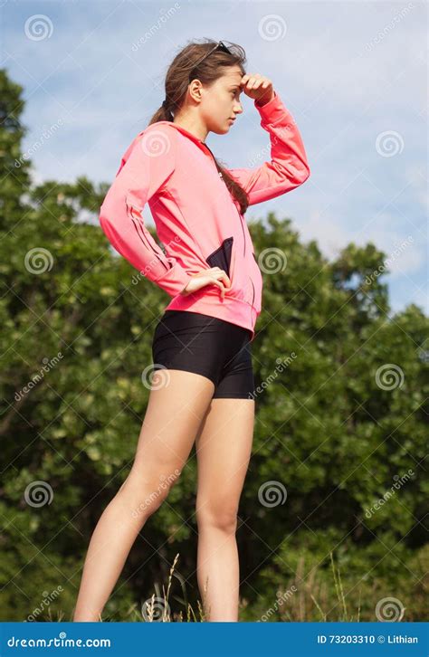 Sporty Girl Outdoors In Nature Stock Photo Image Of Hiking Outdoors