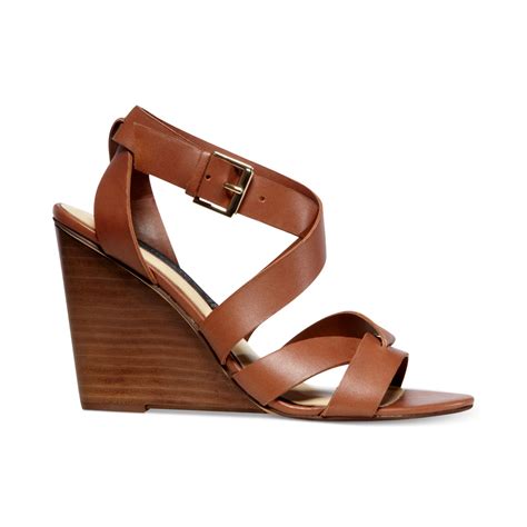 Steven By Steve Madden Marria Caged Wedge Sandals In Brown Cognac Lyst