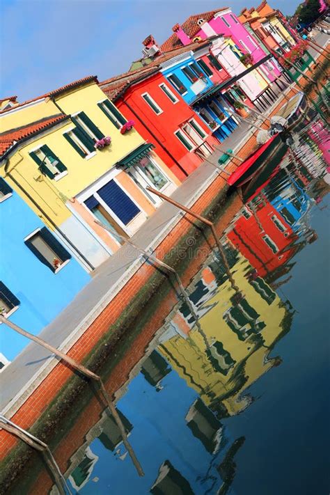 Colored Houses Of The Italian Island Of Burano Near Venice Inten Stock
