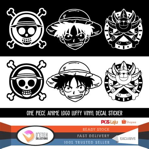 Ready Stock One Piece Anime Logo Luffy Vinyl Decal Sticker Shopee