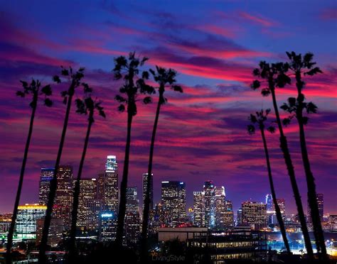 Downtown La Night Los Angeles Sunset Skyline California 56494455