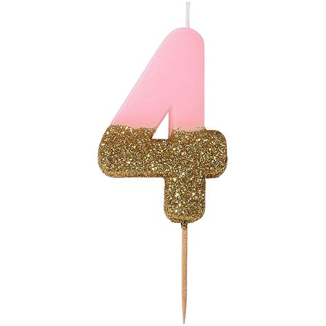 Pink And Gold Glitter Number Candles 0 9 Birthday Cake Candle Etsy