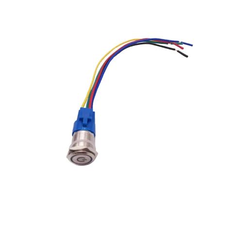 16mm 12v Power Push Button Switch Latching Led On Off With Wire Socket