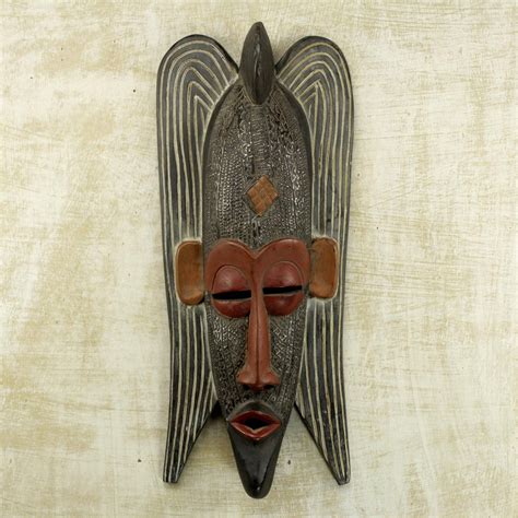 Unicef Market Hand Carved West African Wood Protection Mask Quiet