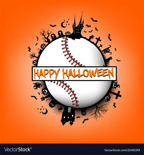 Happy Halloween And Baseball Ball Royalty Free Vector Image
