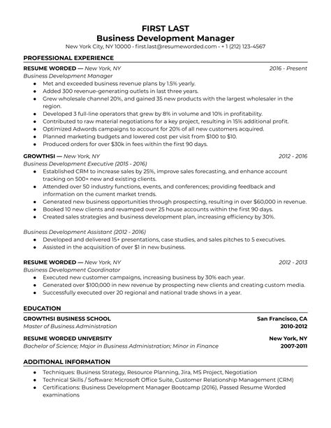 Business Development Executive Resume Example For 2023 Resume Worded