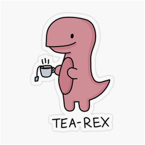Tea Rex Illustration Sticker For Sale By Bloemsgallery Redbubble