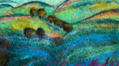 Wet Felting Landscapes With Needle Felted Details Using Hand Dyed