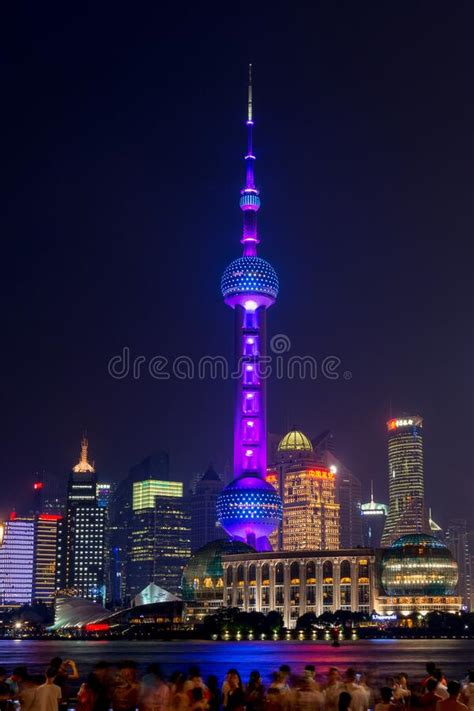 Night View Of Oriental Pearl Tower In Pudong New Area In Shanghai