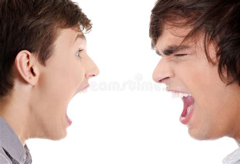 Two Young Men Yelling At Each Other Stock Photo Image Of Adult