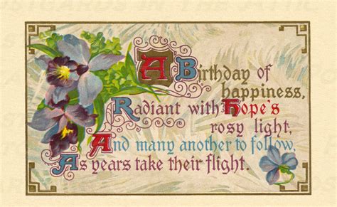 A vase of flowers sits on a window sill. Victorian Birthday Greeting Card Flowers Poem Digital