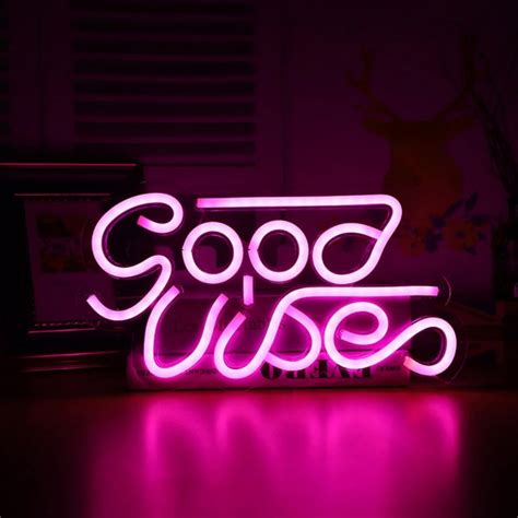 good vibes neon sign neon lights for bedroom wall decor pink led neon signs