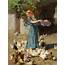 Feeding The Chickens Traditional Figurative Women Art Print Wall By 