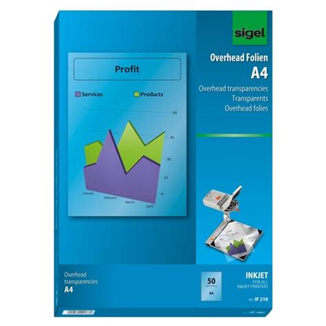 Folien Inkjet A4 100µ Transparent Klar Sigel If210 Pack50 Blatt