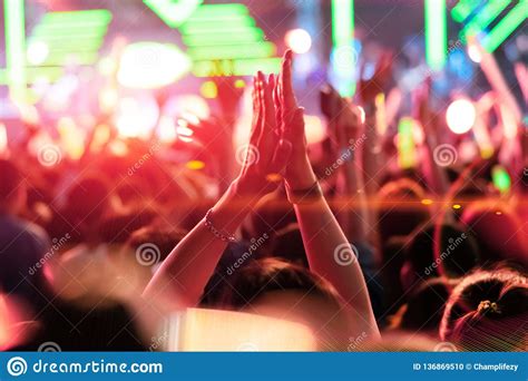 Crowd Of People Hands Clap Concert Stage Stock Photo Image Of