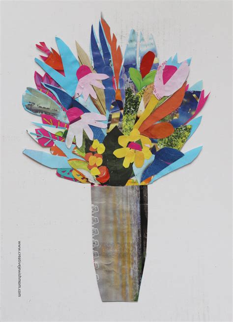 Magazine Page Collage Vase Of Flowers Creative Jewish Mom