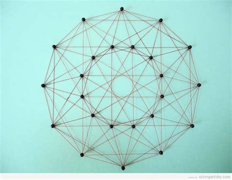 Geometrical String Art Made With Thumbtacks And Threads Math Project