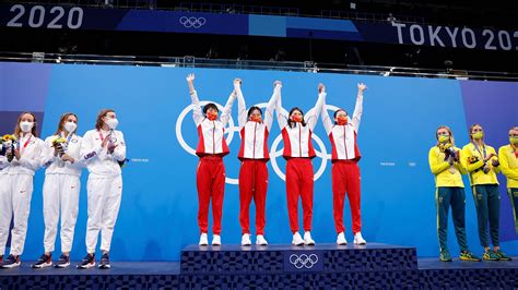 Team China Win Swimming Relay Gold At Tokyo Olympics Cgtn