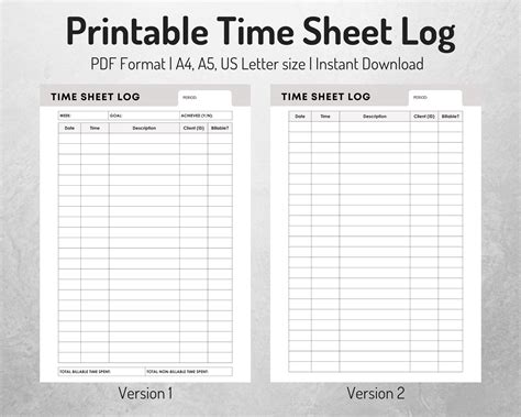 Printable Time Sheet