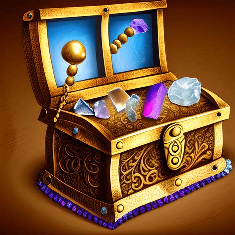 Digital Graphic Crystals Treasure Chest Hyper Realistic Intricate