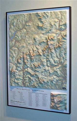 White Mountains 4000 Footers Three Dimensional 3d Raised Relief Map
