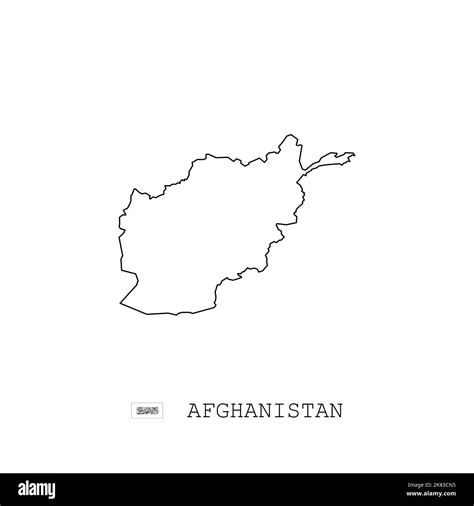 Afghanistan Vector Map Outline Line Linear Afghanistan Black Map On