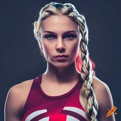 Determined Female Mma Fighter With Blonde Braids