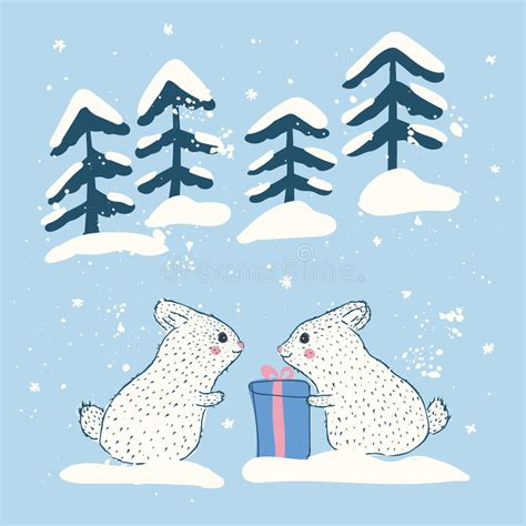 Cute Rabbit In The Winter Children S Illustration Stock Illustration