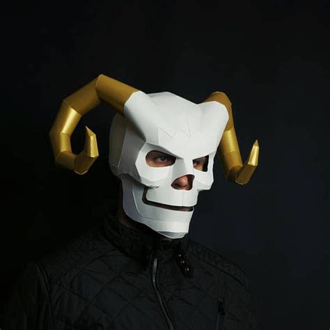 Enchanter Skull Build Your Own Golden Horned Devilish Skull Paper Mask