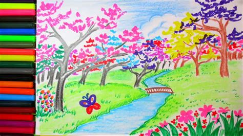 Help kids understand the four seasons and how they relate to the months of the year with this super clever, free printable seasons worksheets. How to Draw Spring Scene And Colorful Blossom Landscape ...