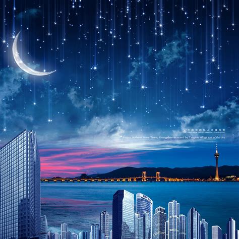 Night Sky Romantic Dream City Background Image For Free Download