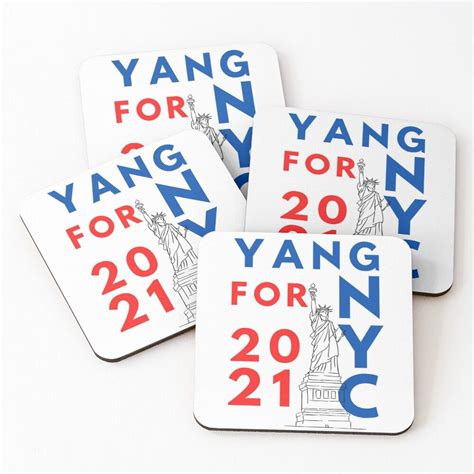 Yang For Nyc Mayor Yang Gang Merch Coasters Set Of 4 By Siejermiin