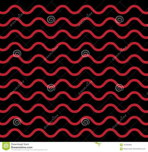 Seamless Geometric Black White Red Brown Wave Lines