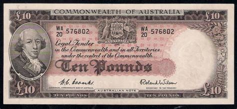 australian paper money 10 pounds banknote 1960 admiral arthur phillip world banknotes and coins