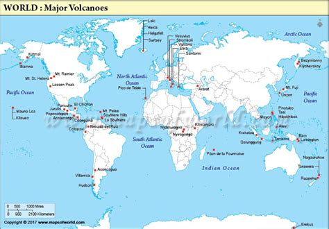 World Map Of Volcanoes Volcanoes Of The World