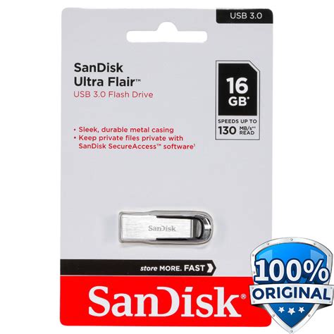 Sandisk Ultra Flair Usb 30 Flash Drive 130mbs 16gb Sdcz73 No