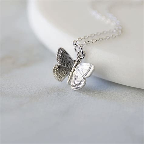 Dainty Silver Butterfly Pendant Necklace Butterfly Necklace Etsy