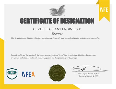 Certified Plant Engineer Emeritus The Association For Facilities