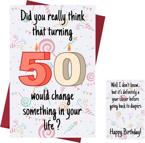 50th Birthday Card Him Fiftieth Birthday 50 Birthday Card Funny 50th