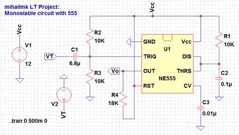 Monostable 555 Timer Circuit Diagram