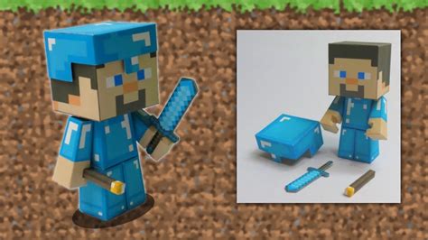 Diy Steve De Minecraft En Papercraft Armure En Diamant Torche Et