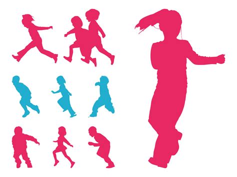 Running Kids Silhouettes Vector Art And Graphics
