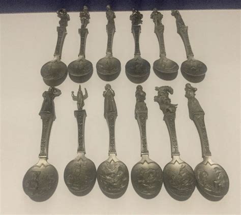 franklin mint set of 12 grimm s fairy tale spoons ebay