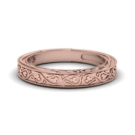 Vintage wedding rings are full of romance and mystery. Engraved Filigree Vintage Wedding Band In 18K Rose Gold | Fascinating Diamonds